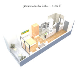 Բնակարան 1-комн 42 m² - Անդրեաս Առաջին կոչվածը, Kvariati